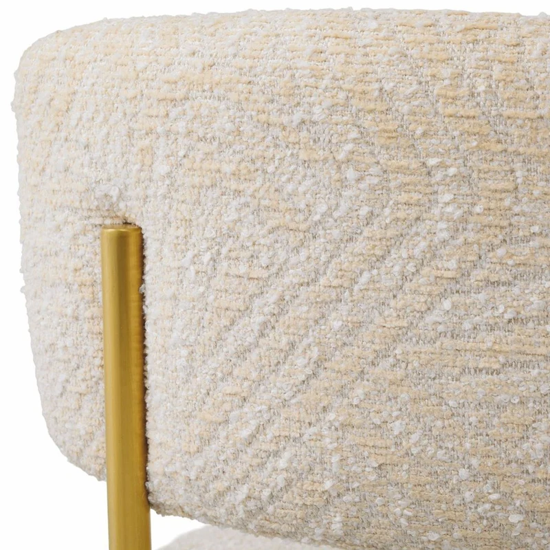 Casa Padrino Luxus Edelstahl Barstuhl Creme / Messing H. 104 cm - Luxus Bar Möbel