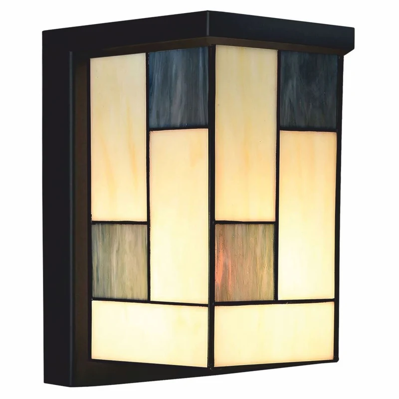 Casa Padrino Art Deco Tiffany LED Außenwandleuchte Creme / Grau / Schwarz H. 28 cm