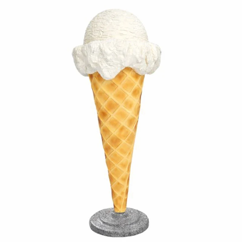 Casa Padrino Deko Eis im Hörnchen Weiß / Naturfarben / Grau H. 105 cm - Eisdielen Dekoration