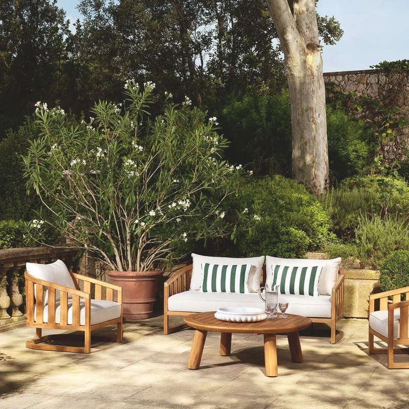 Casa Padrino Luxus Teakholz Garten Sofa Naturfarben 180 cm - Teakholz Garten Möbel