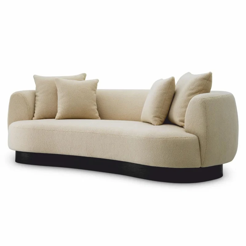 Casa Padrino Luxus Sofa Creme / Schwarz 250 cm - Wohnzimmer & Hotel Möbel