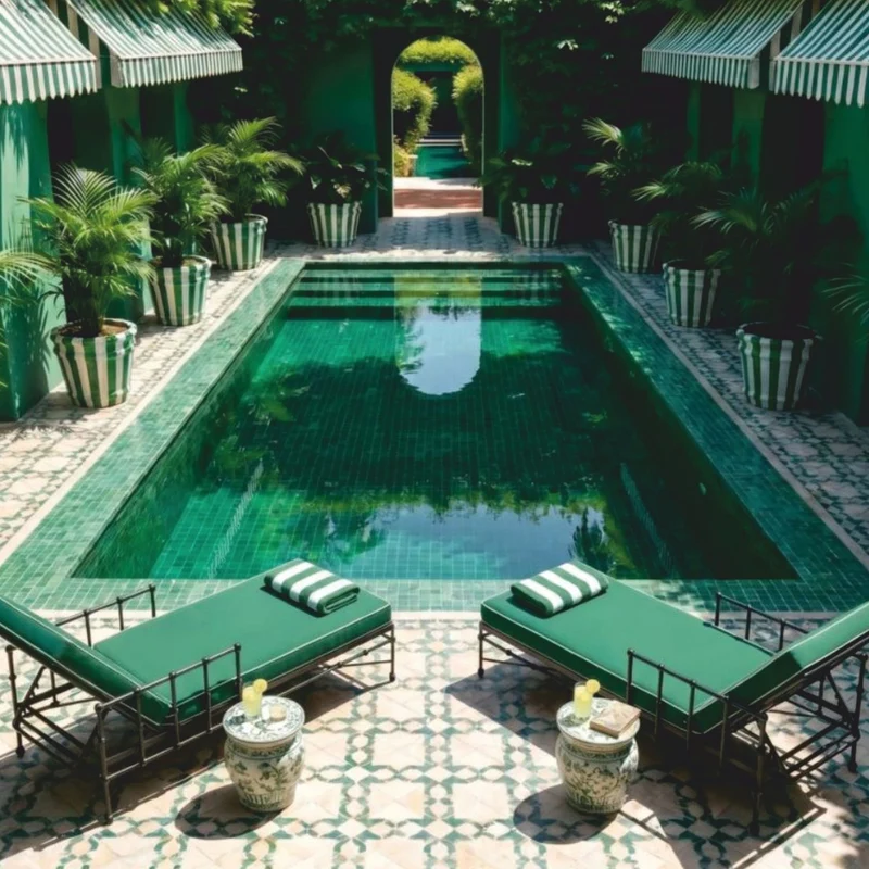 Casa Padrino Luxus Gartenliege mit Armlehnen Schwarz / Grün 198 cm - Hotel & Garten Möbel