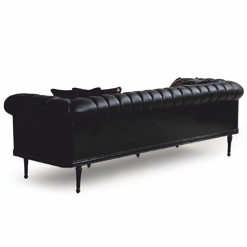 Casa Padrino Luxus Barock Sofa Schwarz / Gold 260 cm - Barock Wohnzimmer Möbel