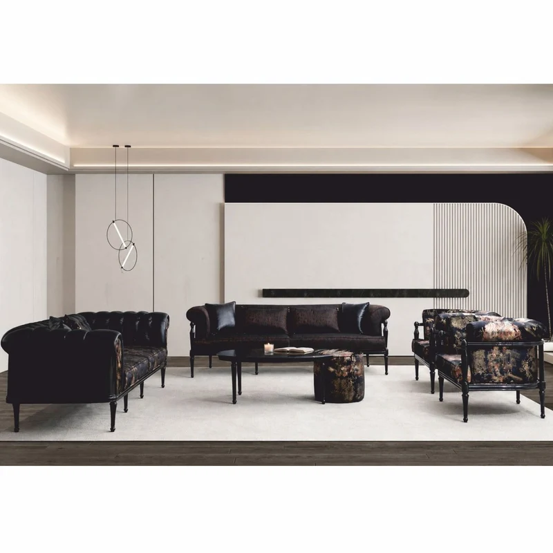 Casa Padrino Luxus Barock Sofa Schwarz / Gold 260 cm - Barock Wohnzimmer Möbel