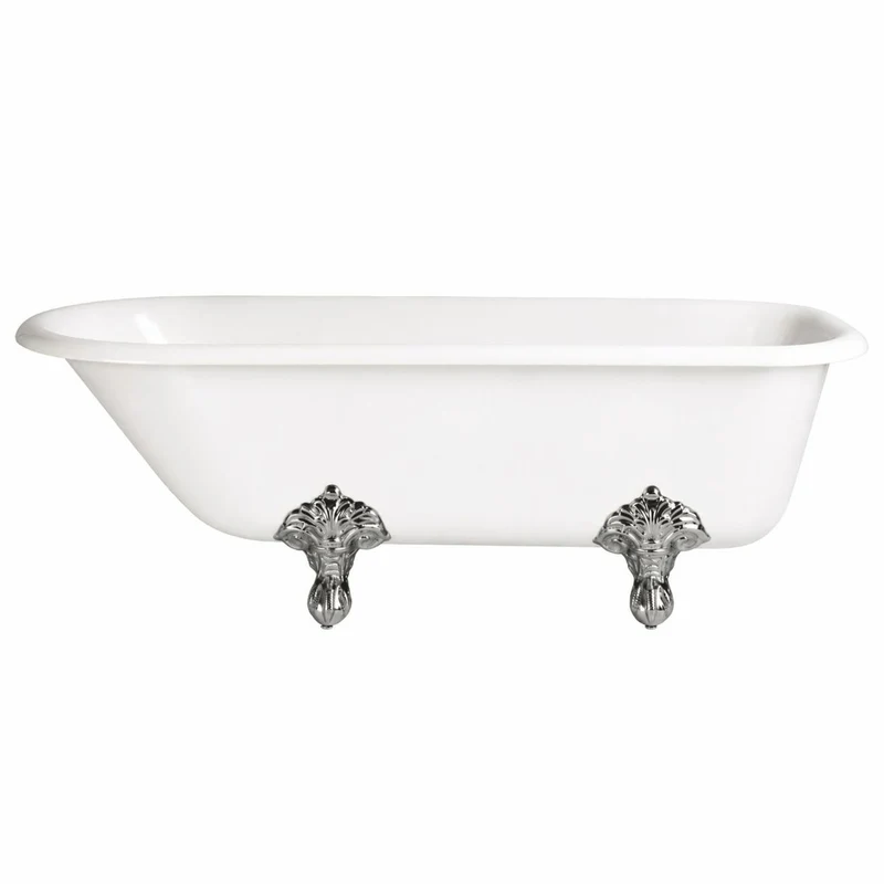 Casa Padrino Jugendstil Badewanne Weiß / Silber 170 cm - Freistehende Gusseisen Badewanne