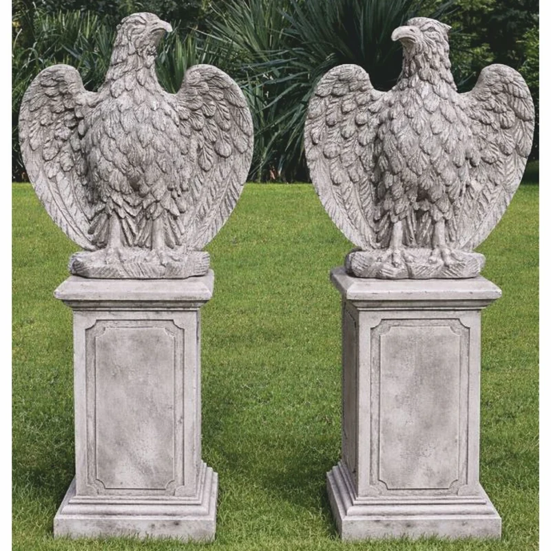 Casa Padrino Barock Garten Deko Adler Skulpturen Set Grau H. 76 cm - Made in Italy