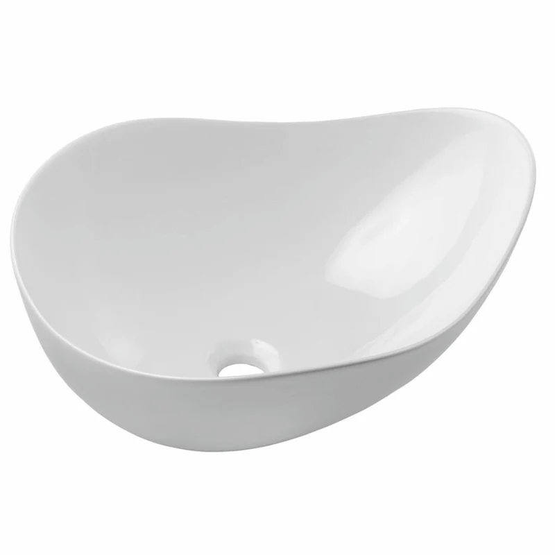 Casa Padrino Keramik Waschbecken Schale Hochglanz Weiß 51 cm - Badezimmer Accessoires