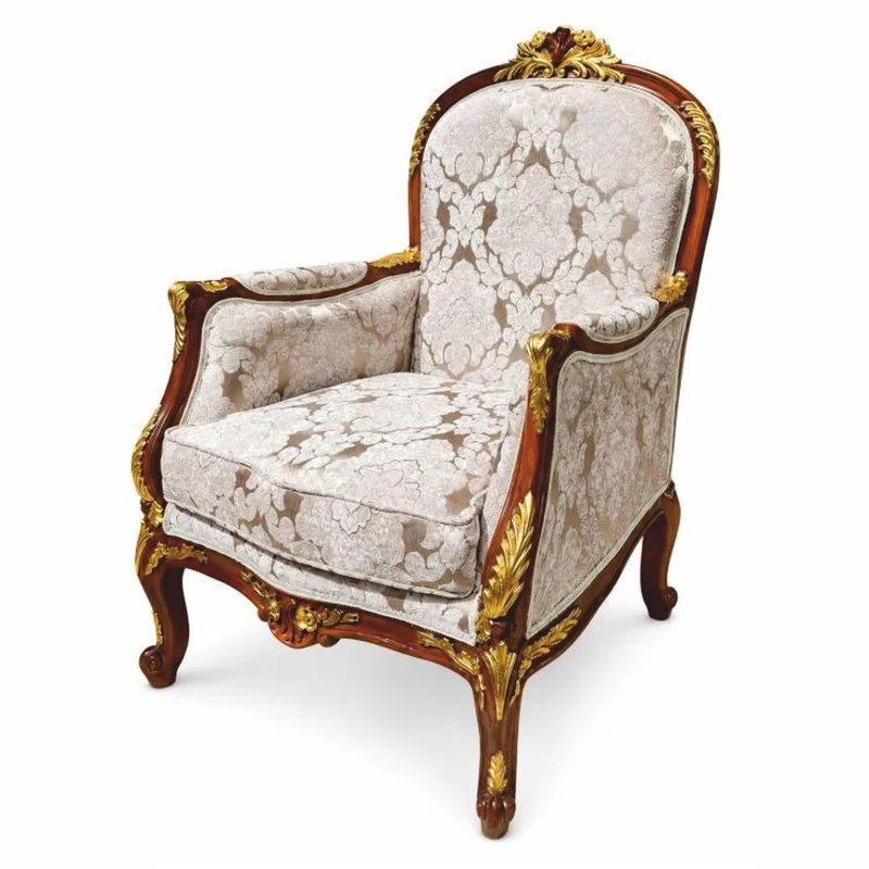 Casa Padrino Barock Sessel Grau / Braun / Gold - Prunkvoller Barockstil Wohnzimmer Sessel - Handgefertigte Barockstil Möbel