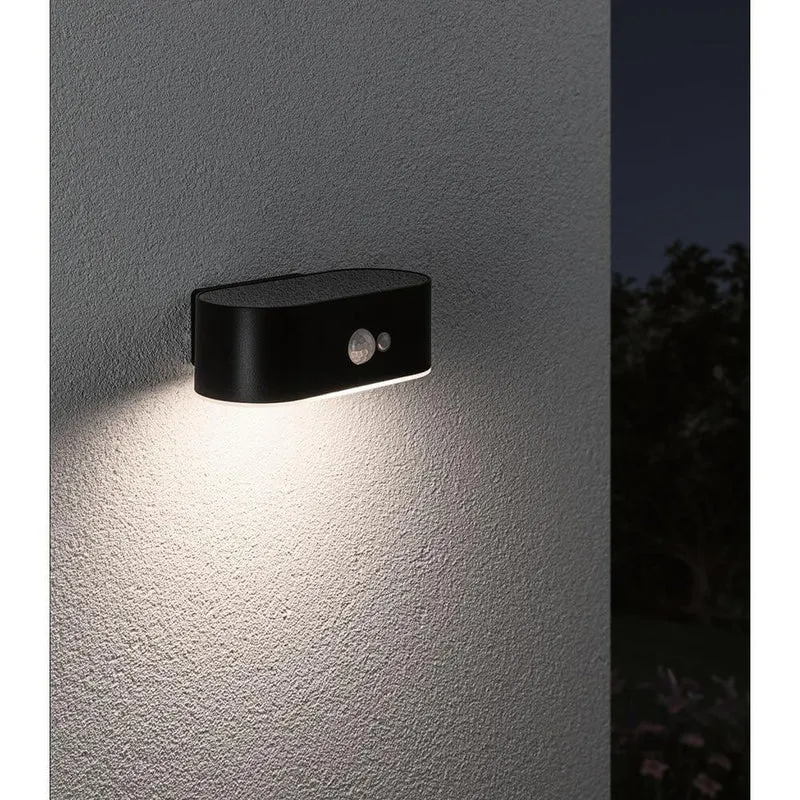 Solar LED Außenwandleuchte Adya Sensor Schwarz