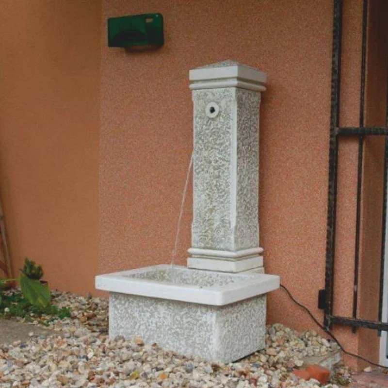 Casa Padrino Jugendstil Wandbrunnen Weiß / Grau H. 120 cm - Garten Deko Brunnen