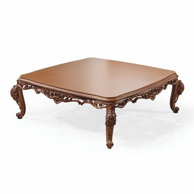 Casa Padrino Luxus Barock Massivholz Couchtisch Braun 132 cm - Barock Möbel