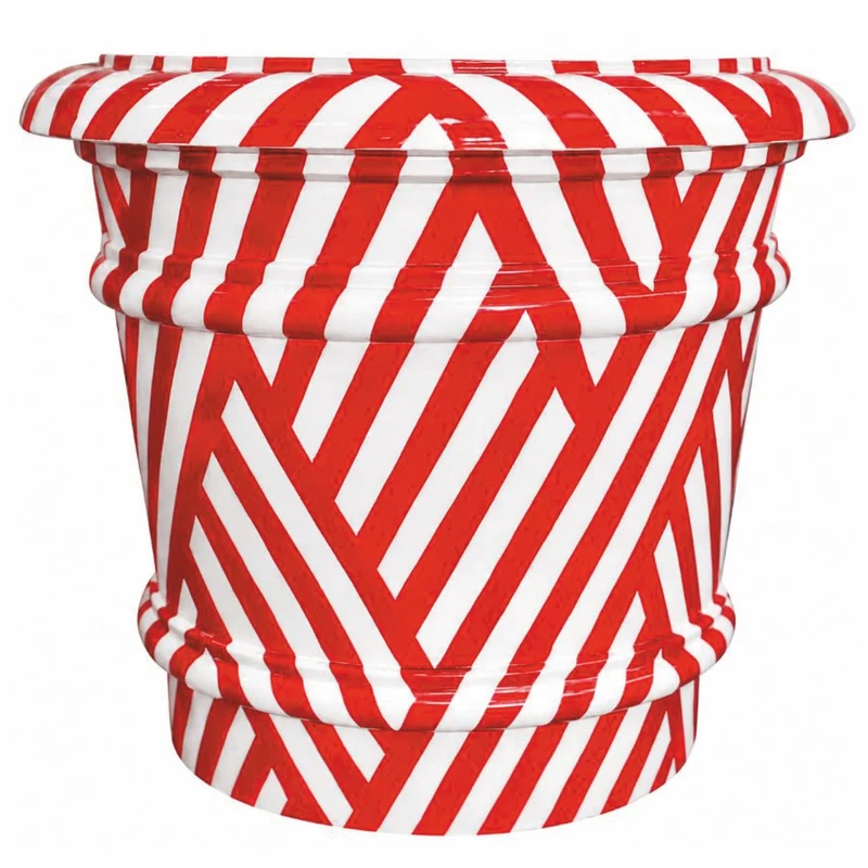 Casa Padrino Luxus Keramik Blumentopf Weiß / Rot Ø 62 x H. 51 cm - Garten Deko VPP
