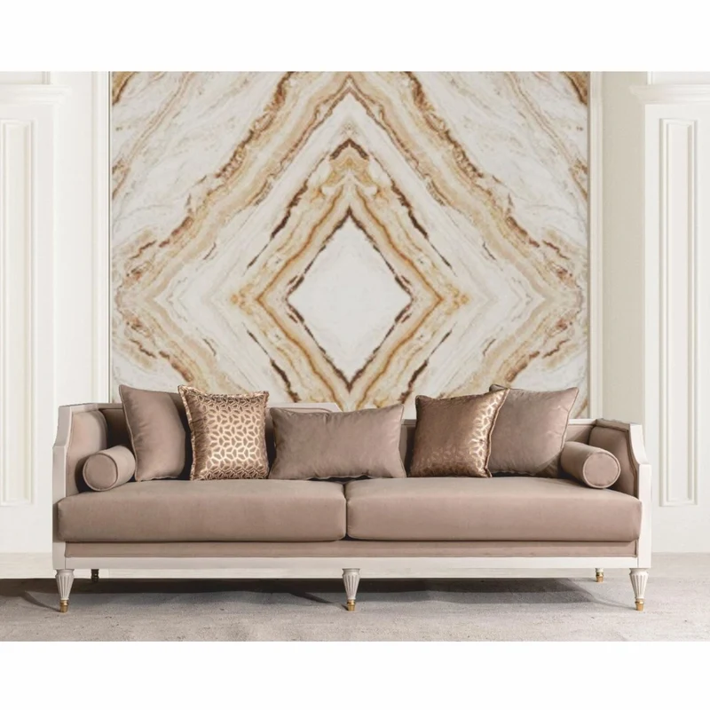 Casa Padrino Luxus Barock Sofa Braun / Creme / Gold 235 cm - Barockstil Möbel