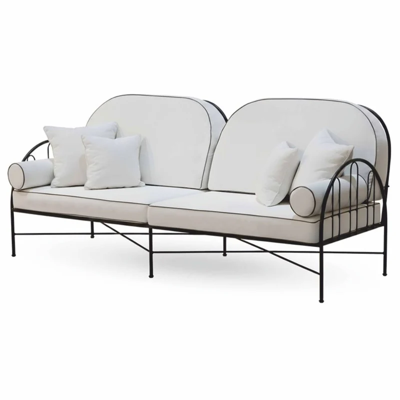 Casa Padrino Luxus Schmiedeeisen Sofa Grau / Schwarz 240 cm - Hotel & Garten Sofa