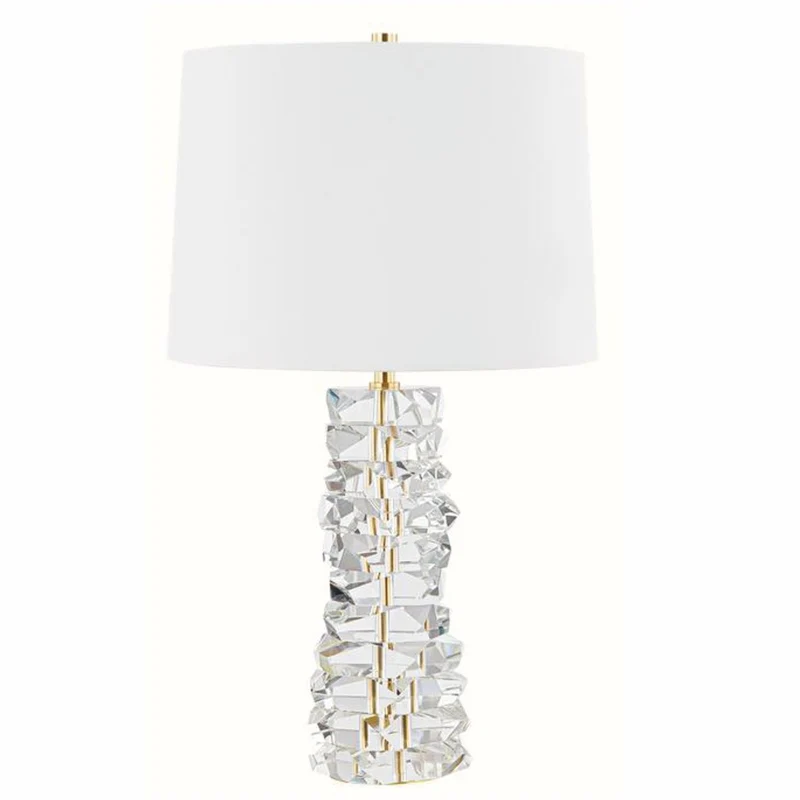 Casa Padrino Luxus Kristallglas Tischleuchte Antik Messing / Weiß H. 72 cm
