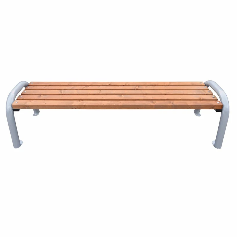 Casa Padrino Parkbank Naturfarben / Grau 192 cm - Stadtbank - Gartenbank - Outdoor Sitzbank - Outdoor Möbel - Stadt Möbel