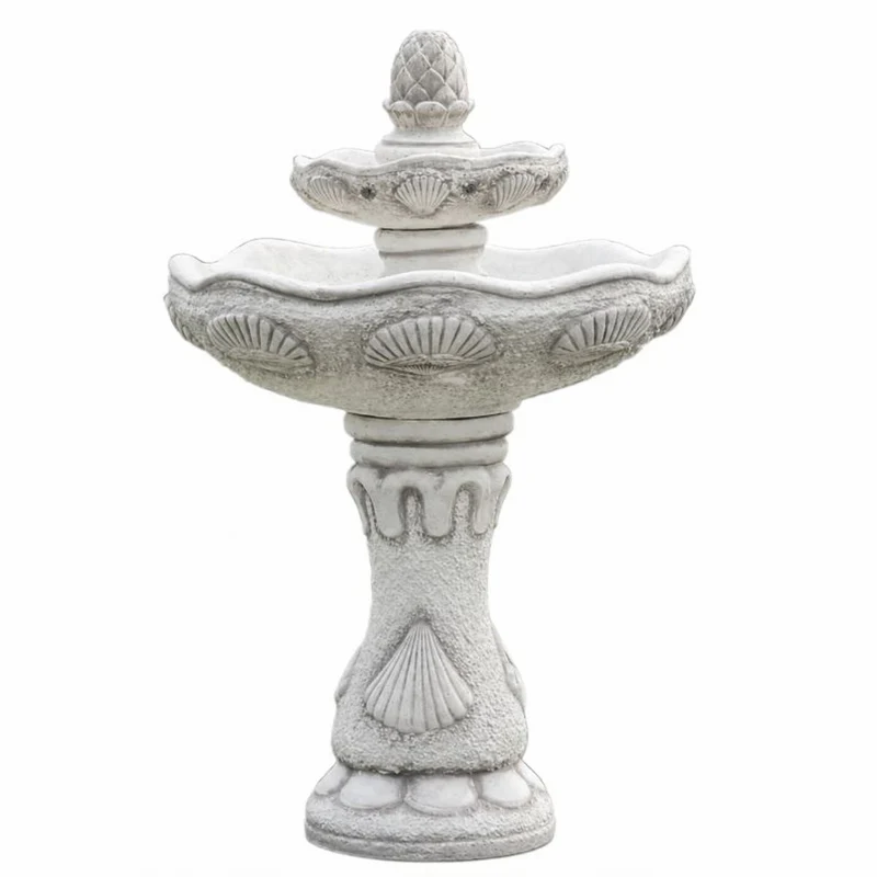 Casa Padrino Barock Springbrunnen Grau Ø 57 x H. 100 cm - Prunkvoller Gartenbrunnen - Barockstil Garten & Terrassen Deko
