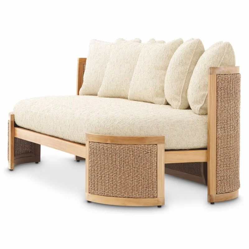 Casa Padrino Luxus Garten Sofa mit 5 Kissen Naturfarben 180 cm - Hotel Möbel - Garten Möbel - Luxus Möbel