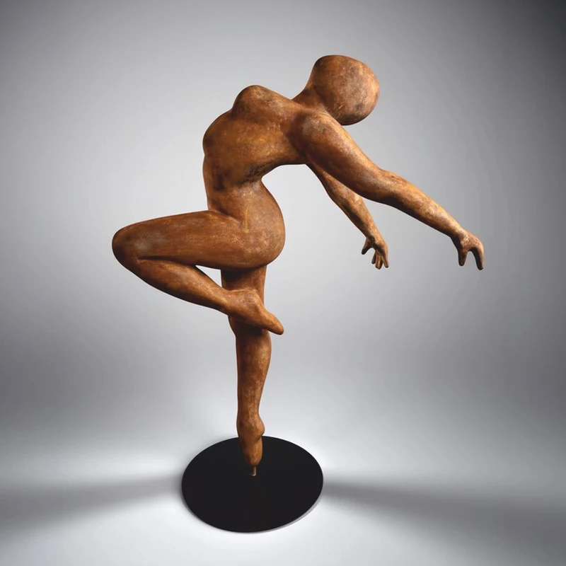 Casa Padrino XXL Deko Skulptur Ballerina Rost / Schwarz H. 165 cm - Lebensgroße Deko Figur - XXL Deko Figur - Wohnzimmer & Garten Deko