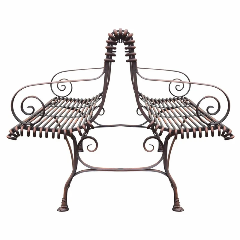 Casa Padrino Jugendstil Schmiedeeisen Gartenbank Braun 150 cm - Doppelseitige Sitzbank