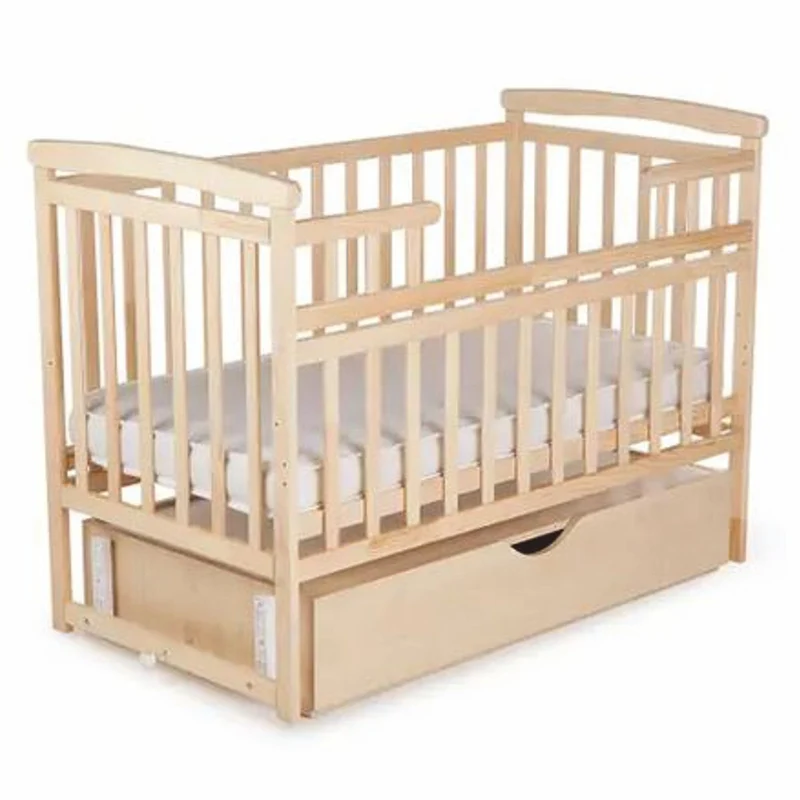 Casa Padrino Luxus Massivholz Babybett mit Matratze Naturfarben 125 cm