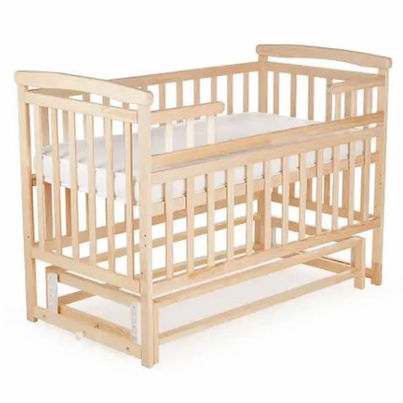 Casa Padrino Luxus Massivholz Babybett mit Matratze Naturfarben 125 cm