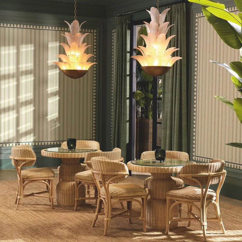 Casa Padrino Luxus Rattan Esstisch Naturfarben Ø 80 cm - Rattan Esszimmer Möbel