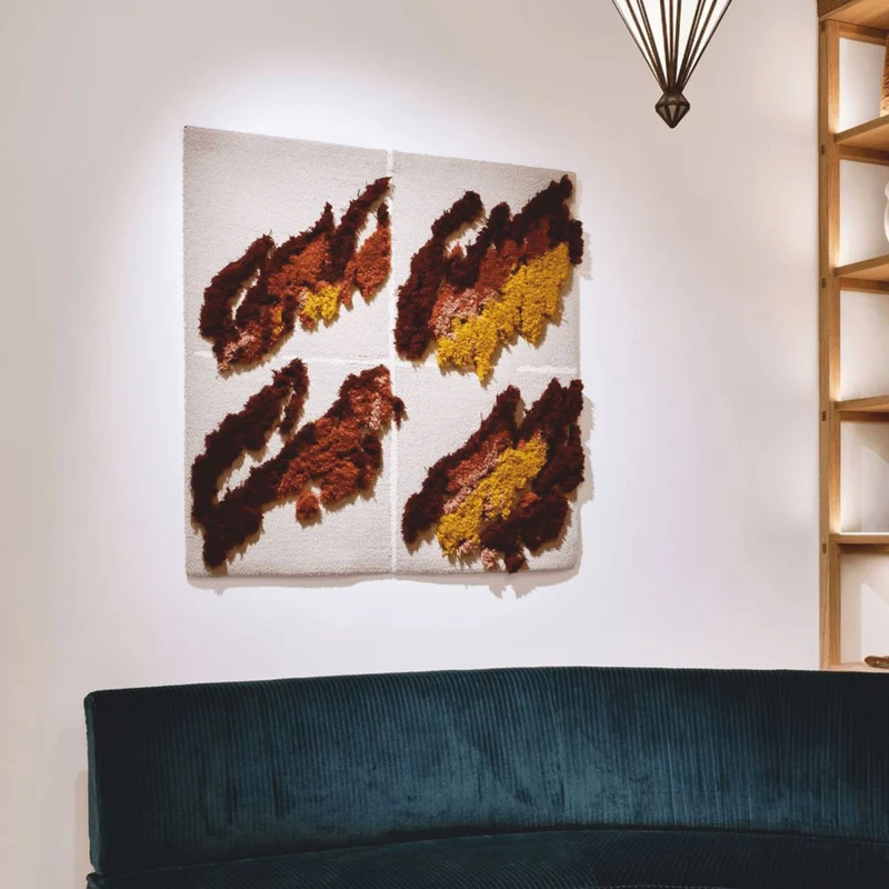 Casa Padrino Luxus Wandteppich Weiß / Bunt 120 cm - Handgewebter Wandteppich aus Schurwolle - Luxus Wanddeko Accessoires