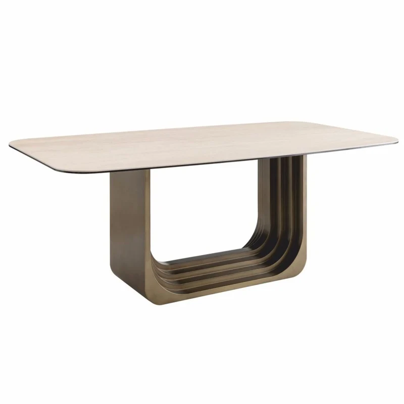 Casa Padrino Luxus Esstisch Beige / Bronze 200 cm - Hotel & Esszimmer Möbel