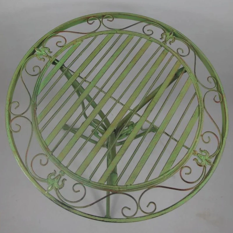 Casa Padrino Jugendstil Metall Garten Möbel Set Grün - 1 Runder Garten Tisch & 2 Garten Stühle - Nostalgische Garten & Gastronomie Möbel