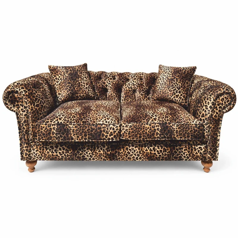 Casa Padrino Luxus Sofa mit Leoparden Muster Beige / Braun 190 cm - Wohnzimmer Sofa - Wohnzimmer Möbel - Luxus Möbel