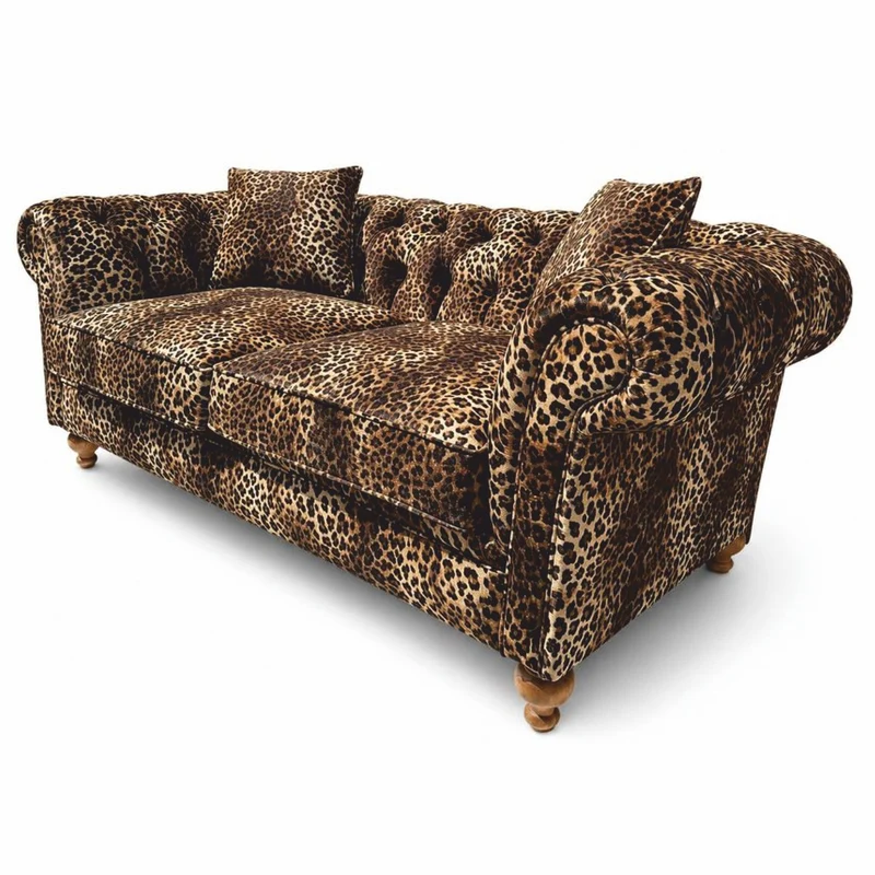 Casa Padrino Luxus Sofa mit Leoparden Muster Beige / Braun 190 cm - Wohnzimmer Sofa - Wohnzimmer Möbel - Luxus Möbel