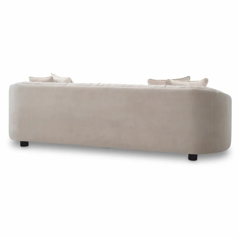 Casa Padrino Luxus Samt Sofa Creme / Schwarz 241 cm - Wohnzimmer & Hotel Möbel