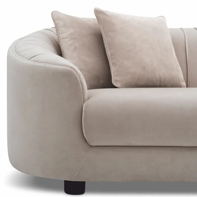 Casa Padrino Luxus Samt Sofa Creme / Schwarz 241 cm - Wohnzimmer & Hotel Möbel