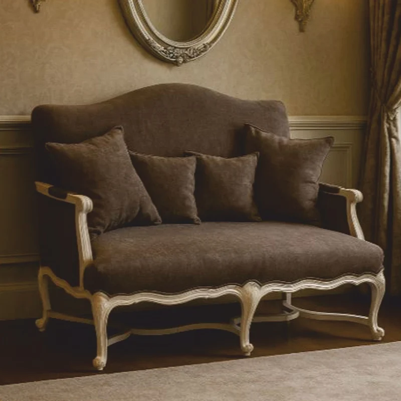 Casa Padrino Luxus Barock Sofa Dunkelbraun / Weiß 150 cm - Barock Wohnzimmer Möbel
