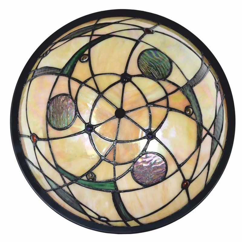Casa Padrino Art Deco Tiffany Deckenleuchte Bunt / Schwarz Ø 33 cm - Tiffany Leuchten