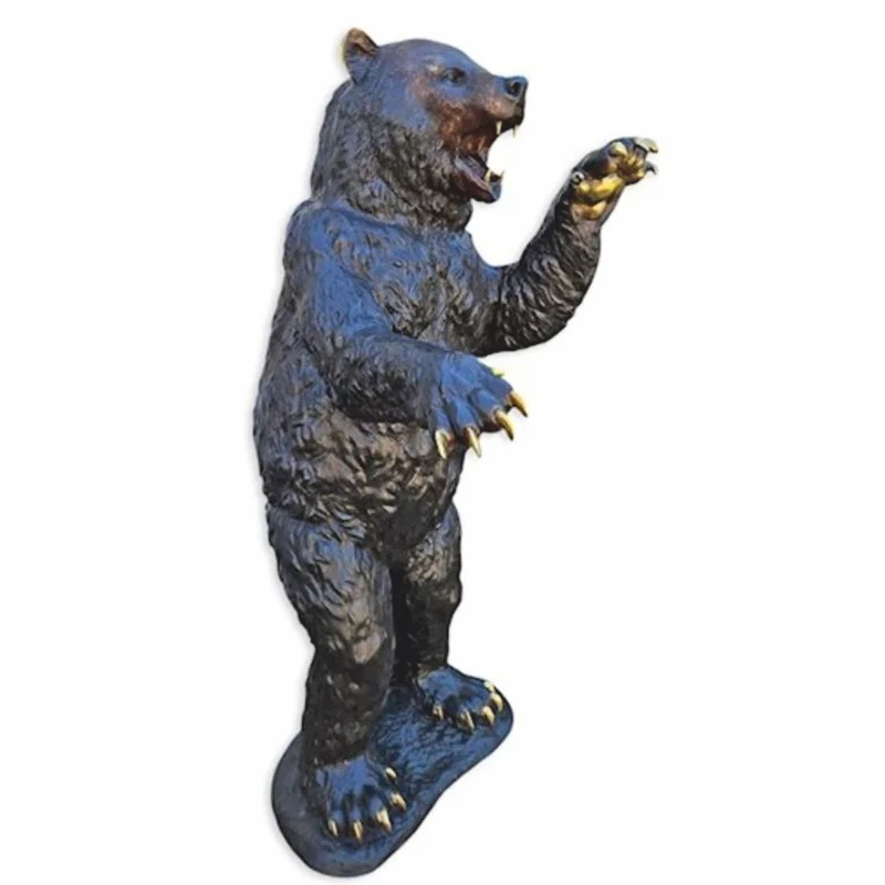 Casa Padrino XXL Garten Deko Bronze Skulptur Bär Braun / Gold H. 185 cm - Lebensgroße Bronze Figur