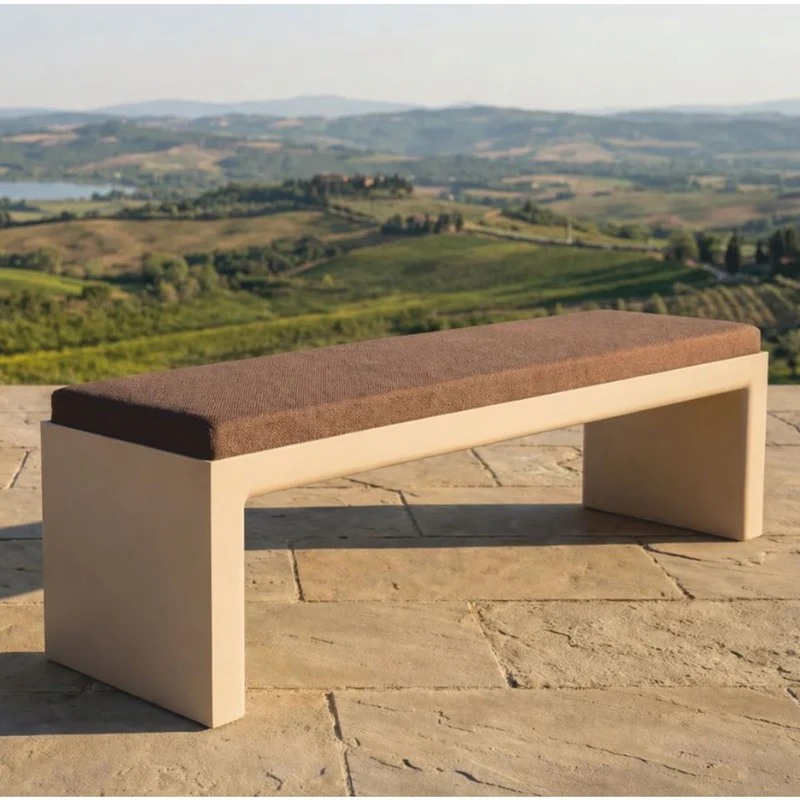 Casa Padrino Luxus Gartenbank Braun / Matt Beige 180 cm - Outdoor Garten Sitzbank