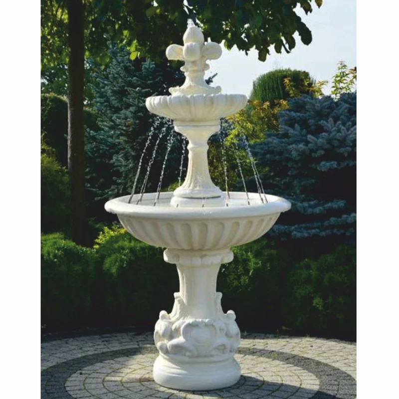 Casa Padrino Barock Springbrunnen Weiß Ø 92 x H. 181 cm - Nostalgischer Gartenbrunnen