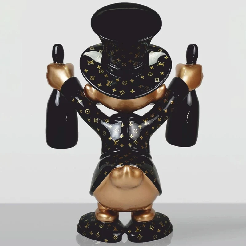 Casa Padrino Deko Figur Ente Schwarz / Gold / Grün H. 45 cm - Deko Figuren