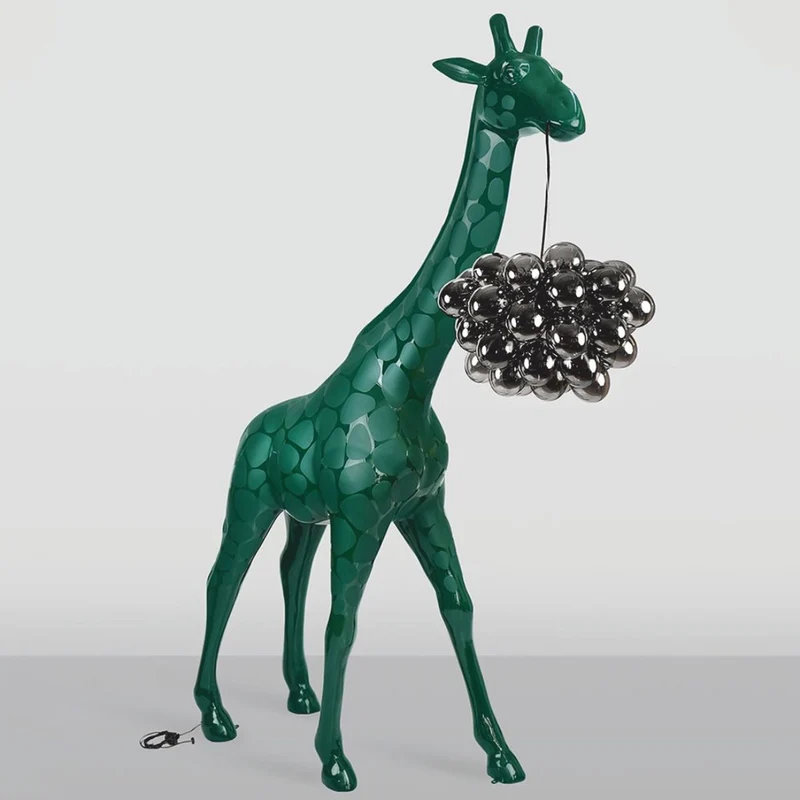 Casa Padrino Luxus Stehleuchte Giraffe Grün H. 230 cm - Tier Stehleuchten