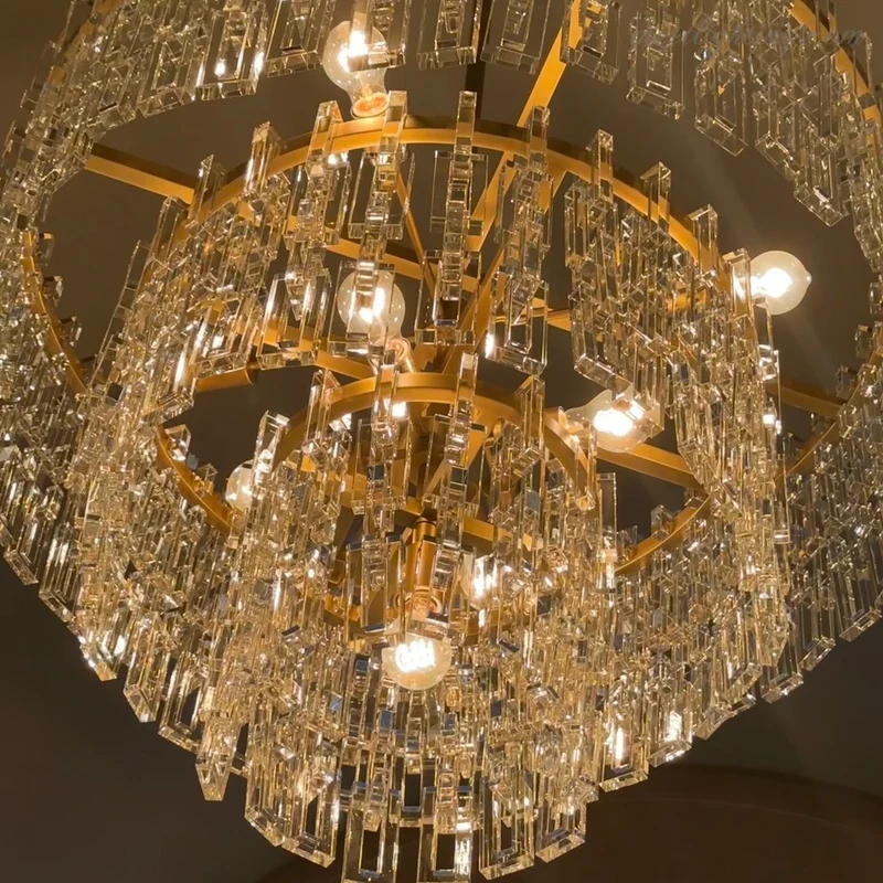 Kristallen Kroonluchter 155cm Vijf Lagen 17 Lichtpunten Staal Glas Luxe Verlichting Eetkamer Entree Lobby | Sansoti