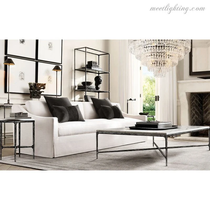 Kristallen Kroonluchter 155cm Vijf Lagen 17 Lichtpunten Staal Glas Luxe Verlichting Eetkamer Entree Lobby | Sansoti