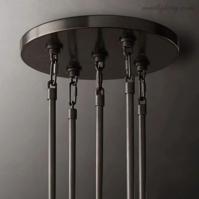 Kristallen Kroonluchter 155cm Vijf Lagen 17 Lichtpunten Staal Glas Luxe Verlichting Eetkamer Entree Lobby | Sansoti