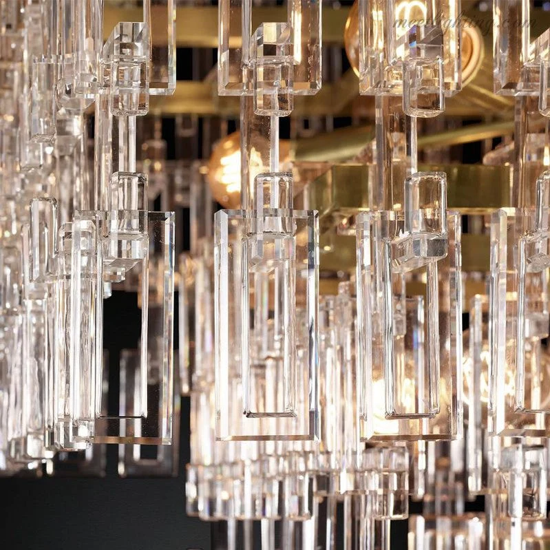 Kristallen Kroonluchter 155cm Vijf Lagen 17 Lichtpunten Staal Glas Luxe Verlichting Eetkamer Entree Lobby | Sansoti