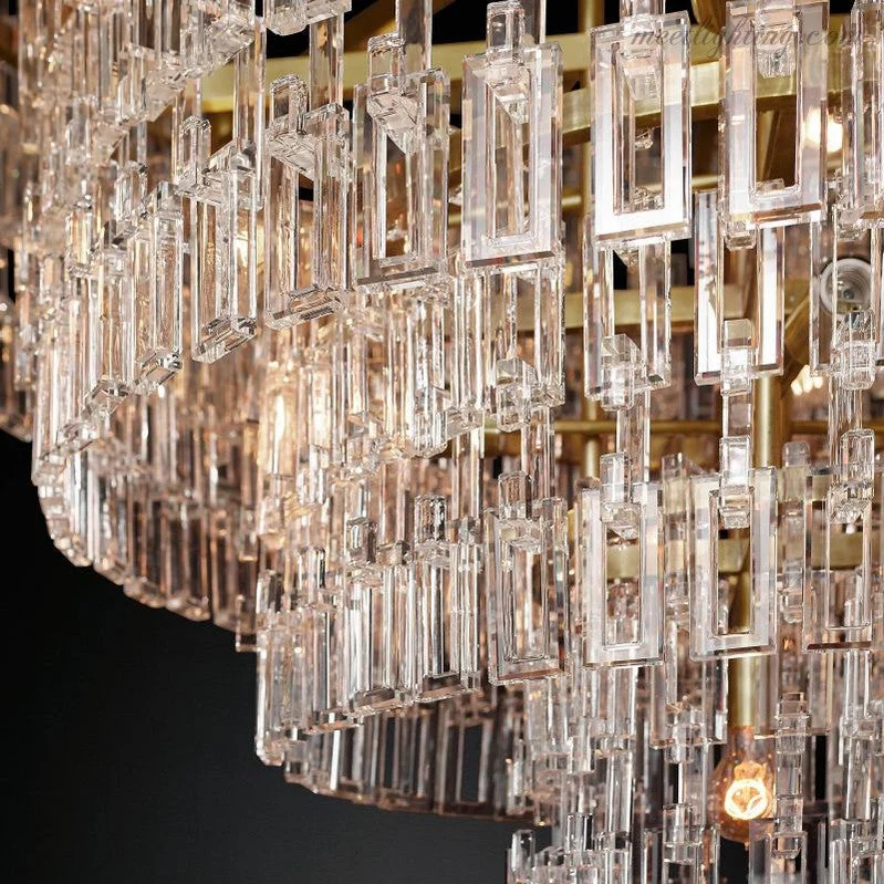 Kristallen Kroonluchter 155cm Vijf Lagen 17 Lichtpunten Staal Glas Luxe Verlichting Eetkamer Entree Lobby | Sansoti