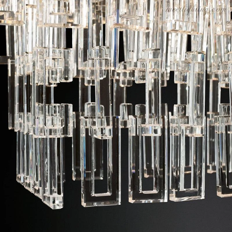 Kristallen Kroonluchter 155cm Vijf Lagen 17 Lichtpunten Staal Glas Luxe Verlichting Eetkamer Entree Lobby | Sansoti