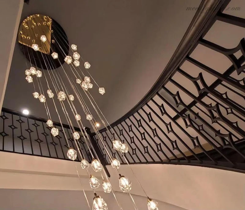 Glazen Cluster Kroonluchter Ø35cm Kristallen Bollen 10 Lichtpunten Messing Rookglas Eetkamer Woonkamer | Sansoti
