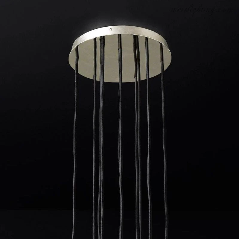 Glazen Cluster Kroonluchter Ø35cm Kristallen Bollen 10 Lichtpunten Messing Rookglas Eetkamer Woonkamer | Sansoti