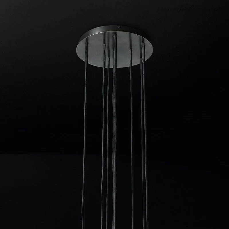 Glazen Cluster Kroonluchter Ø35cm Kristallen Bollen 10 Lichtpunten Messing Rookglas Eetkamer Woonkamer | Sansoti